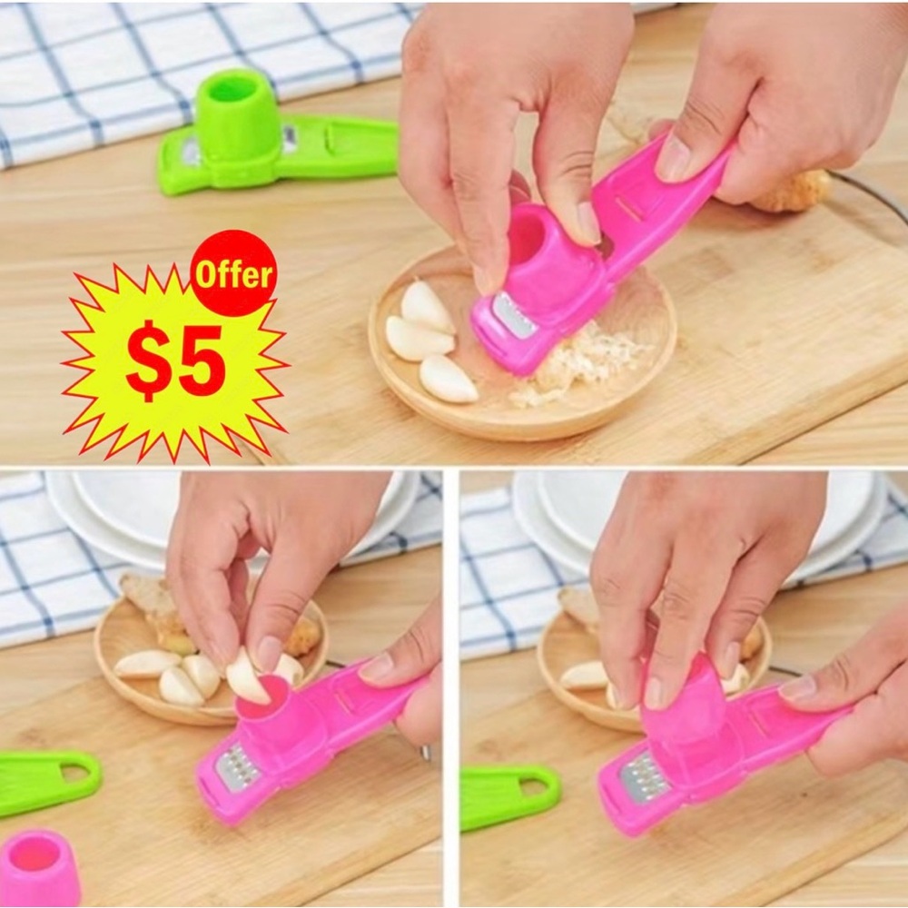 Portable Garlic Press Mincer Crusher Chopper Masher Squeezer Home Kitchen Tool